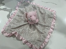 Carters Pink Gray Animal Print Elephant Plush Lovey Security Blanket Satin Trim