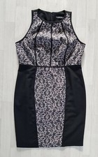 PRIMARK size 16 black LACE PENCIL DRESS smart OCCASION panelled KNEE LENGTH