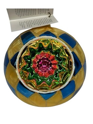 Vintage Christopher Radko Harlequin Highlights Christmas Ornament With Box Tag