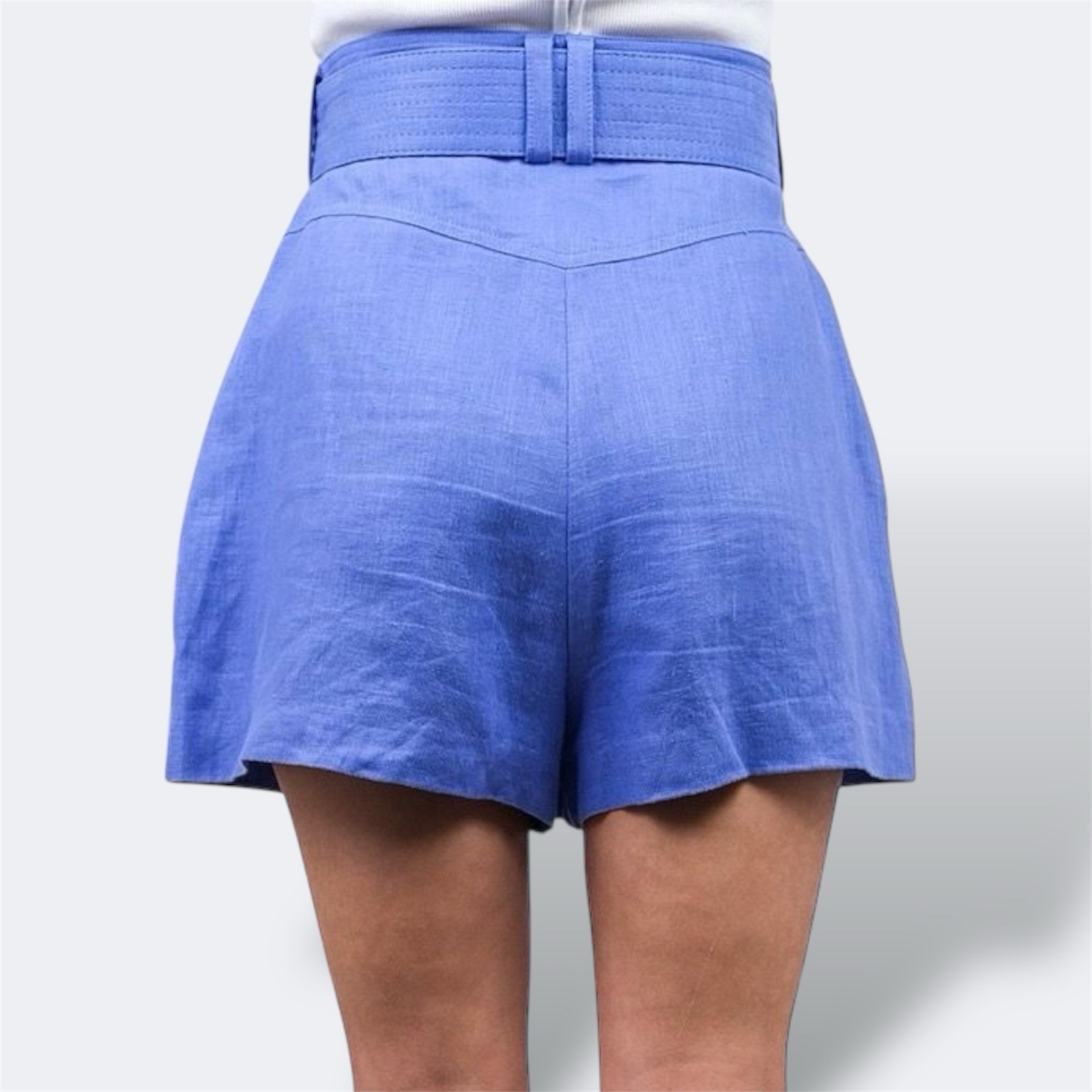 Zimmermann Corsage Belted Linen Shorts 1 / AU 10 / US 6 Blue Pockets Euro Summer image 4
