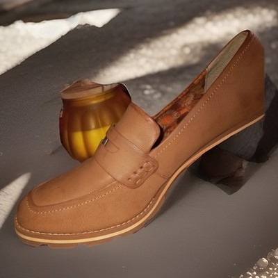 corks women's chunky heel comfortable loafer Style shoes for women