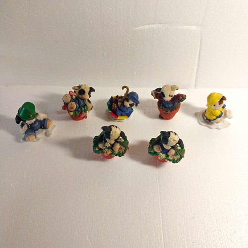Lot of 7 Miniature Cow/Calf Mary Moo Figurines