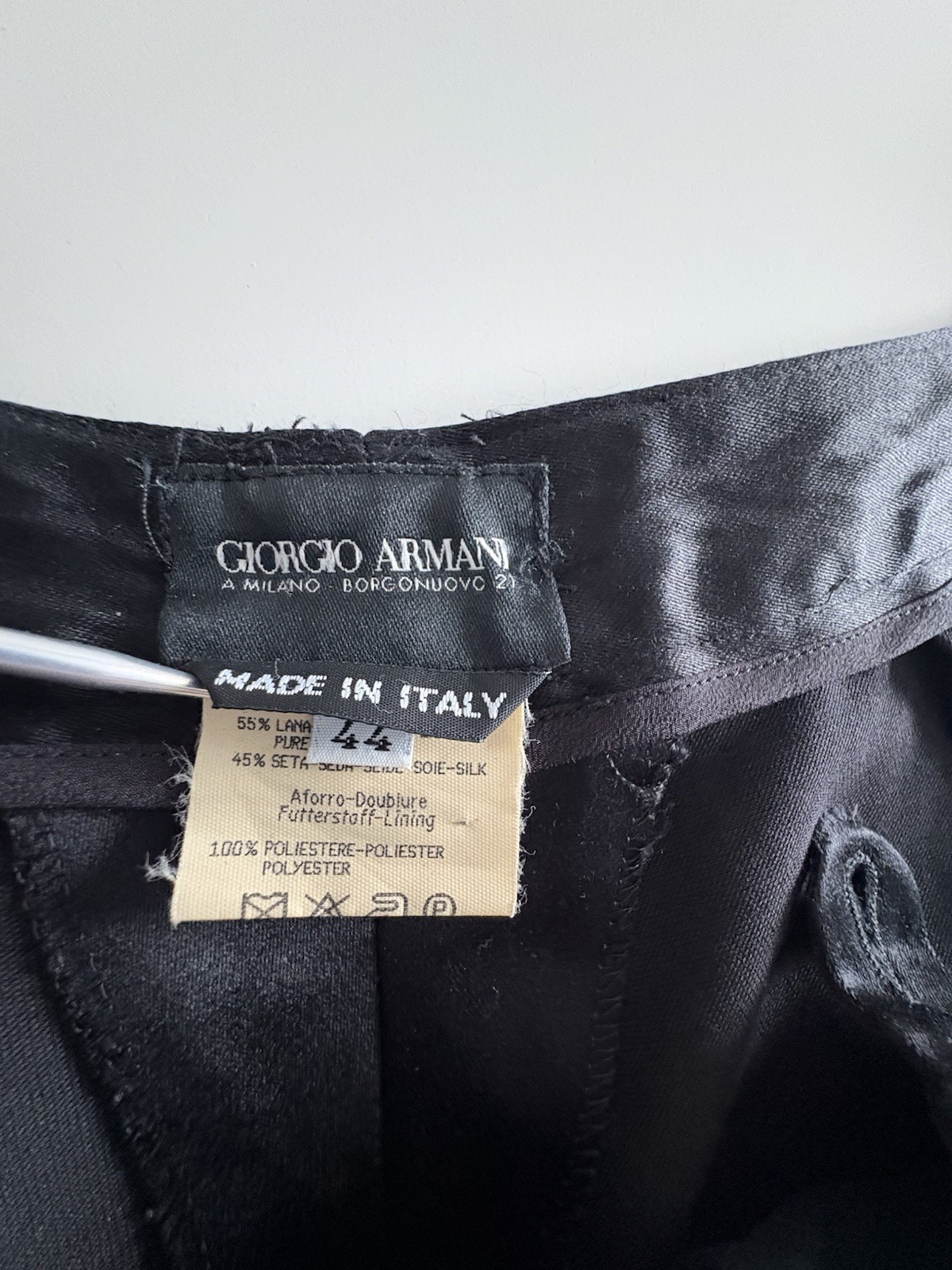 Vtg Giorgio Armani Black Label Wool Silk Trousers Pants Size 44 (US 8-10) Italy
