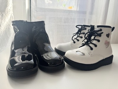 two pairs of children's shoes, size 8, Zara Black And Skechers White