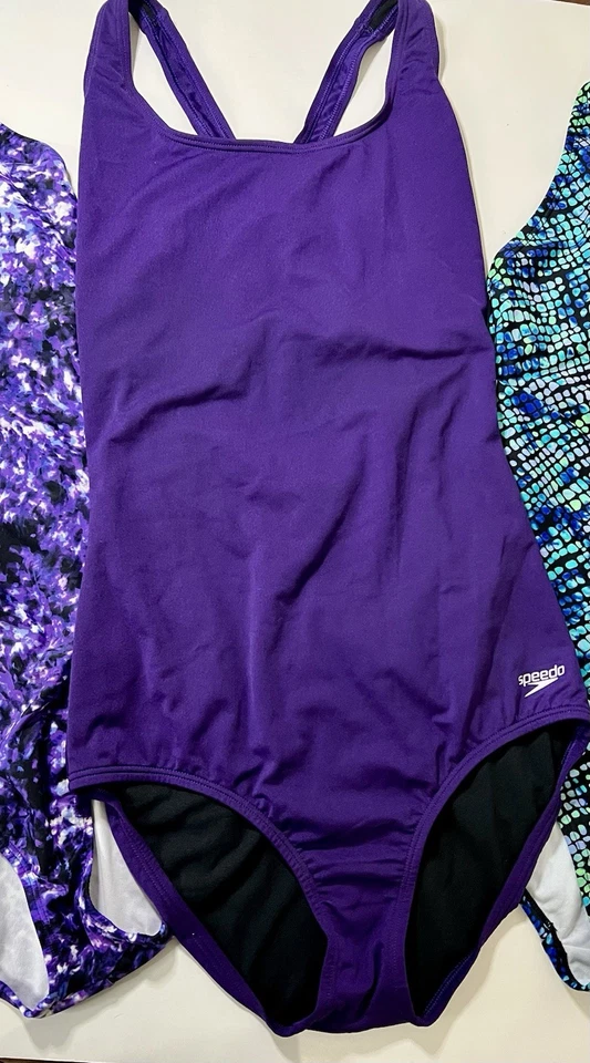 Speedo Juego de tres piezas para mujer talla 10 púrpura verde azul Foto 3 de 4