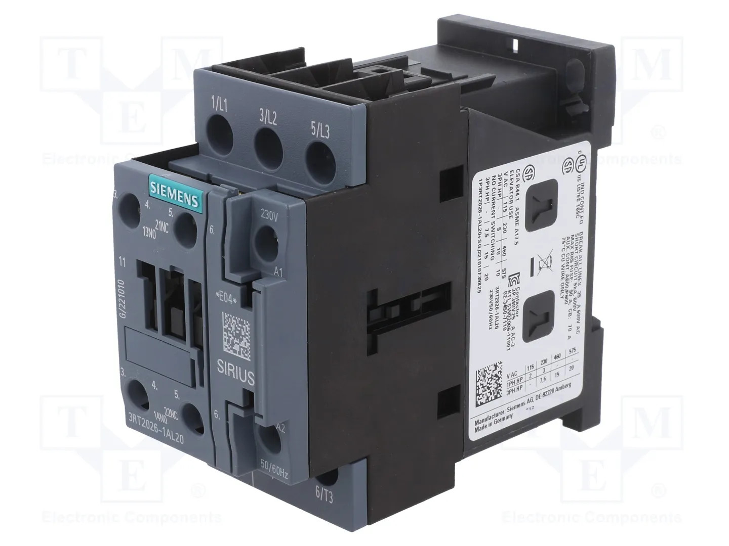 SIEMENS 3RT2026-1AL20 Contactor