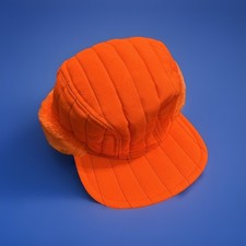 Vintage Thinsulate 3M Orange Trapper Hunting Hat W Faux Fur Size S Made In USA!
