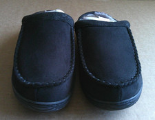 Dearfoams Men's Total Comfort Memory Foam Slippers Black Size S NEW