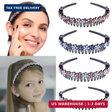 Sparkly Rhinestone Headband with Teeth,4PCS Zig Zag Headbands  Teeth Comb,Flowe