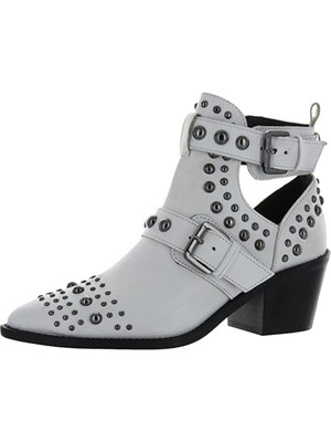 KURT GEIGER Womens Gray Studded Sybil Almond Toe Block Heel Leather Booties 41