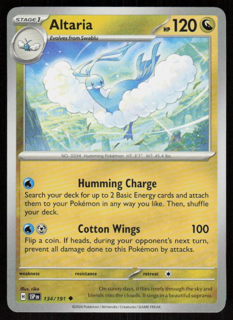 Altaria 134/191 Uncommon Surging Sparks Pokemon NM