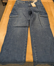 Natural Reflections Utility Cargo Jeans Women's 8 Dark Wash Ultra Stretch