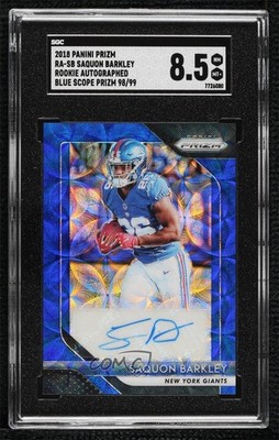 2018 Panini Prizm Rookie Blue Scope 98/99 Saquon Barkley #RA-SB Auto RC 18ms