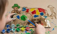 DIY Wooden Painting Craft Kit Kids Farm Animal Art Activity Set Paint Brush Toy