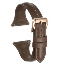 Genuine Leather Watch Band 22mm Quick Release Strap Camel/Rose Golden Tone