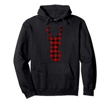 Sweet Reindeer Red Black Check Snowflake Kids Christmas Hoodiefrom JP