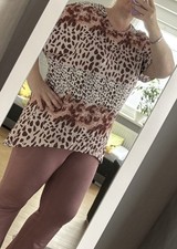 Tunika Longshirt Zipfelshirt Gr. 48/50 Leoprint Kaschiert perfekt die Hüfte (D4)