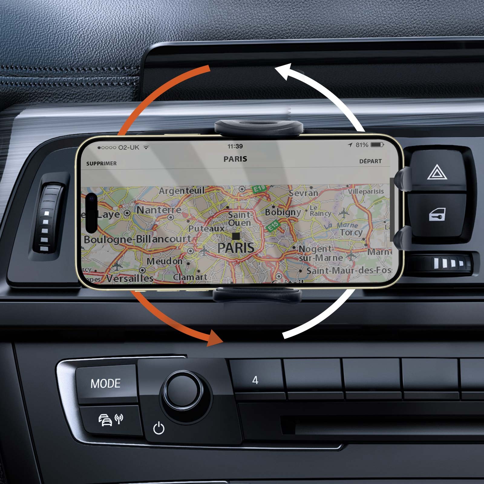 Support voiture universel LinQ noir pour smartphone et GPS - 4