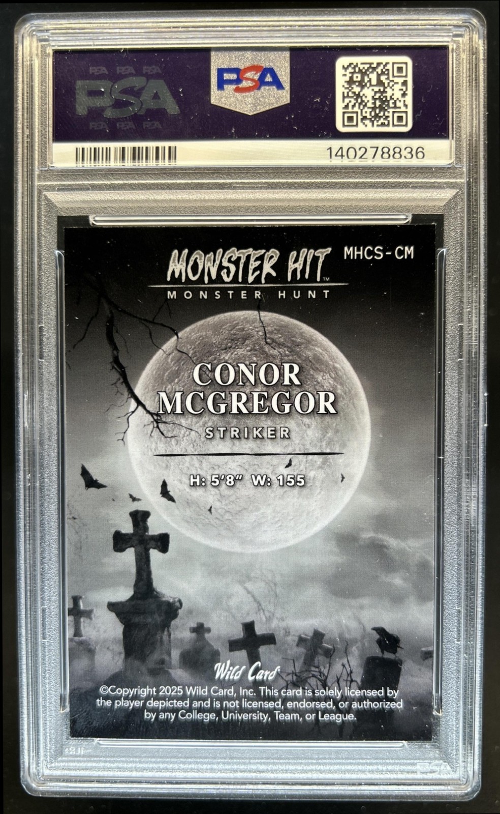 2025 Wild Card Haunted Hits Connor McGregor Yellow Crosshatch #1/1 PSA 10 view 2