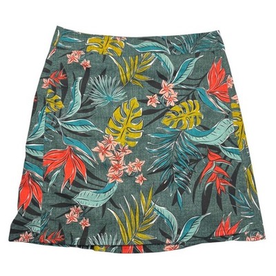 RipSkirt Hawaii Wrap Skirt Women Small Green Tropical Floral Palm Leaf Mini