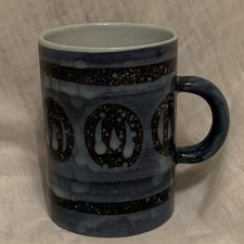 Cinque Ports Pottery The Monastrey Rye Blue Narrow 2 1/2 Inch By 3 1/2 Inch Mug