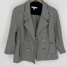 Cabi Life Jacket Striped Nautical Double Breasted Blazer Style 823 Size Medium