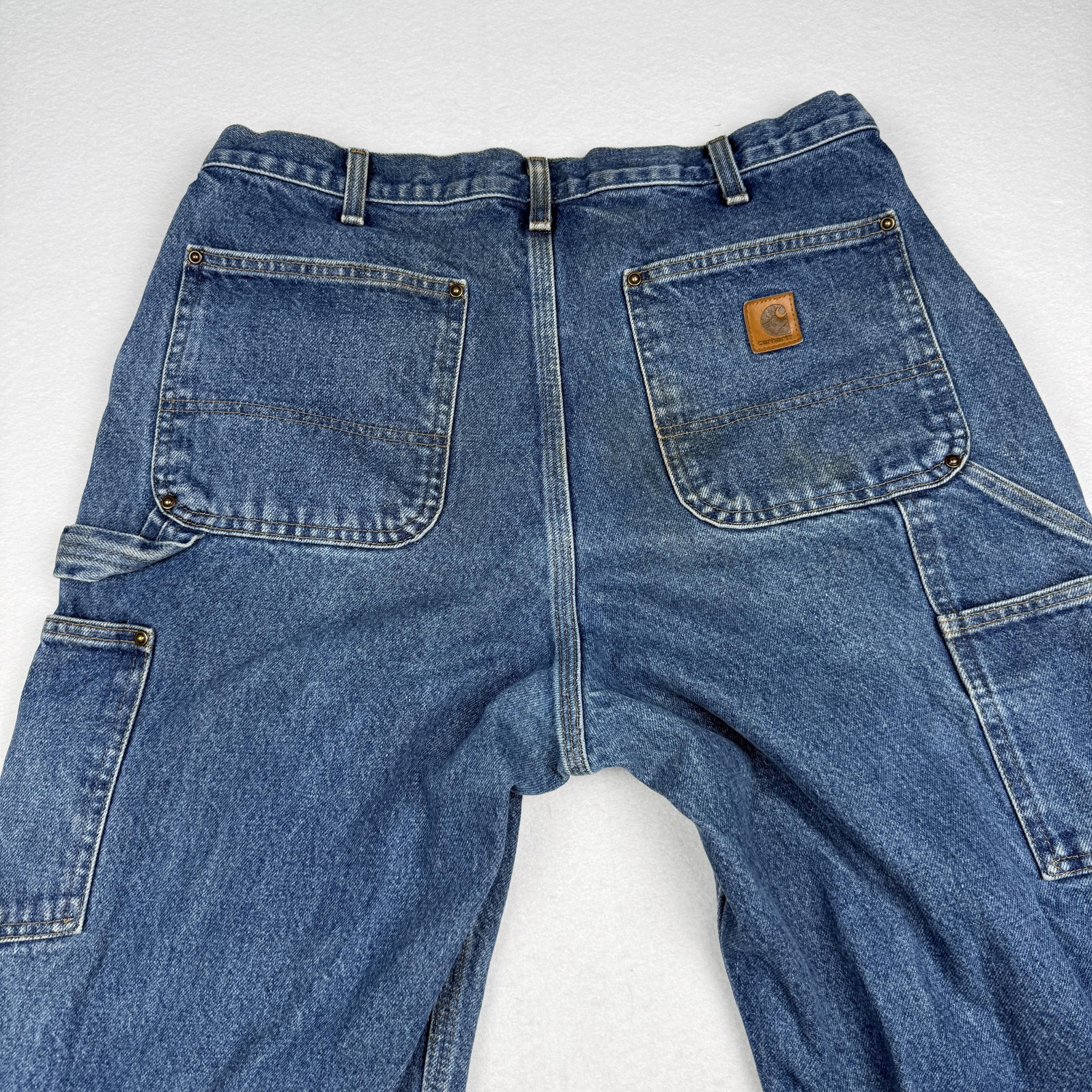 Carhartt B73 DST Double Front Jeans Mens 34x34 Blue Denim Workwear Carpenter thumbnail 10