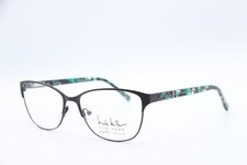 NEW NICOLE MILLER COLUMBUS C04 BLK BLACK GREEN AUTHENTIC EYEGLASSES 55-16