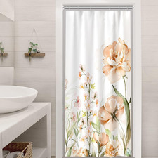 Stall Shower Curtain, Aesthetic Yellow and Pink Floral Shower Curtain Set Waterp