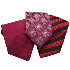 Set of 3 Red Silk  Microfiber Ties