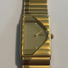 Vintage Seiko Half Moon Watch Women 17mm Champagne Dial Gold Tone 2P20-5J90