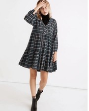 Women’s Dress Colette Multicolor Plaid Flannel Cotton Tiered  Dress Madewell