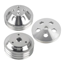 Power Steering Water Pump Crankshaft Pulley 1/2/3 Groove Kit For Chevy SBC LWP