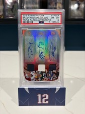 TOM BRADY 2018 PANINI PHOENIX TRIPLE PATCH AUTO /5 PSA 8 AARON RODGERS HOF GOAT