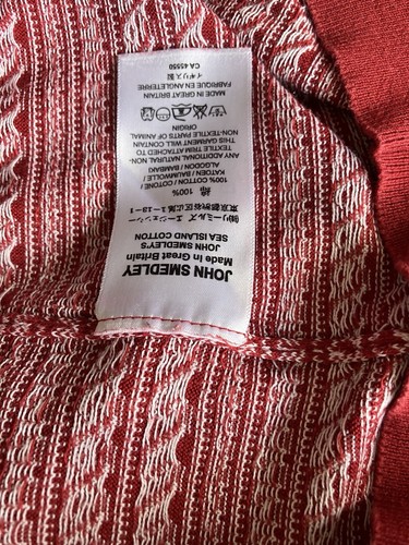 John Smedley Sea Island Cotton Red Patterned Round Necked Long Sleeved Top Med - Picture 7 of 8