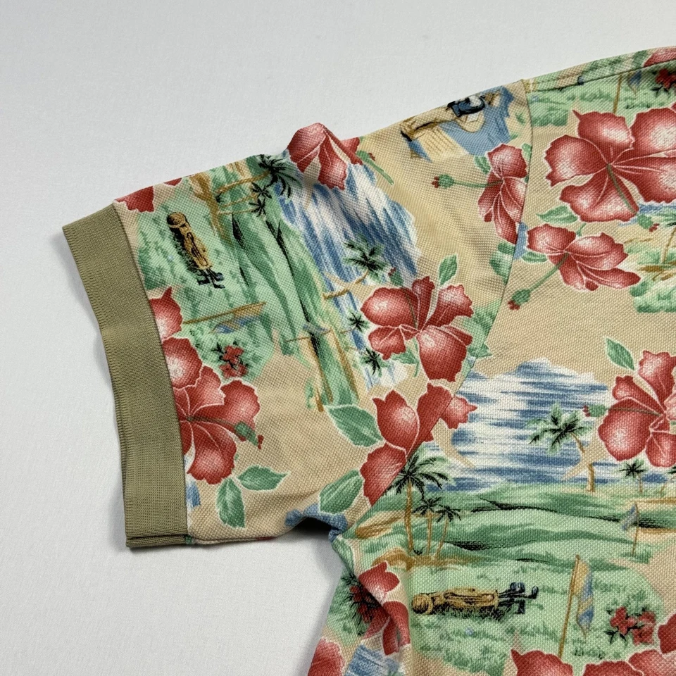 Polo de golf Bobby Jones para mujer grande floral hecho en Italia verde rojo Foto 4 de 4