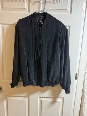 Vintage Silk Bomber Jacket Size Large Dark Grey/black Alan Stuart