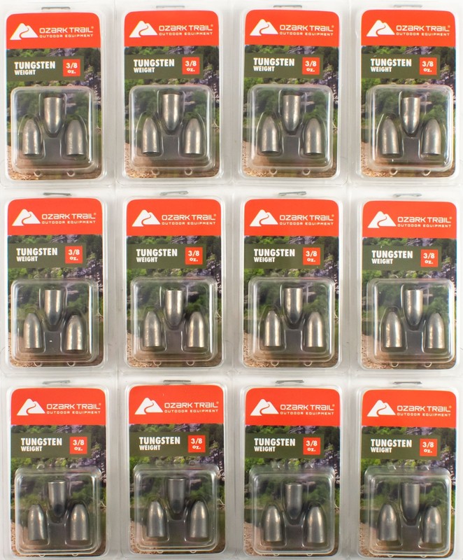 (LOT OF 12) OZARK TRAIL TUNGSTEN WEIGHTS 3/8OZ TWS38-N NATURAL