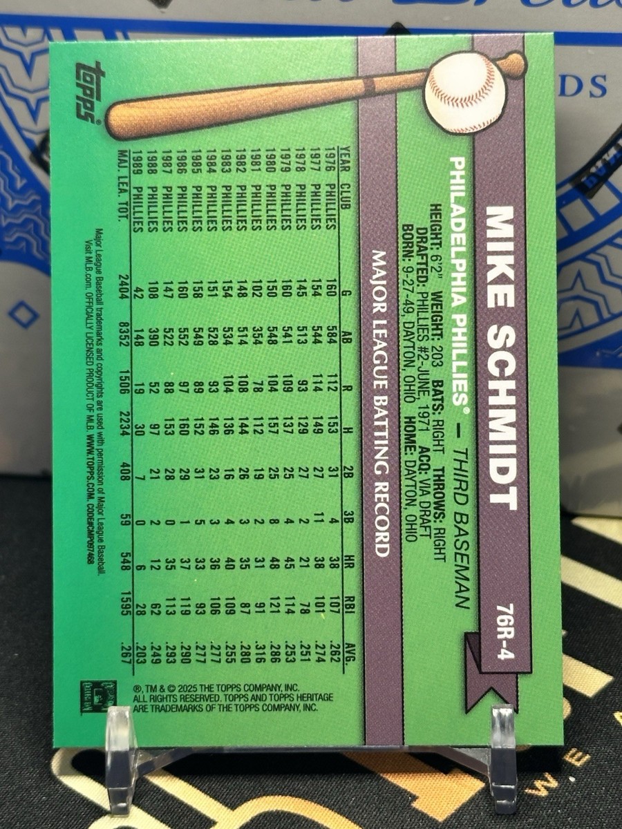 2025 TOPPS HERITAGE BASEBALL #76R-4 MIKE SCHMIDT SILVER FOIL | eBay