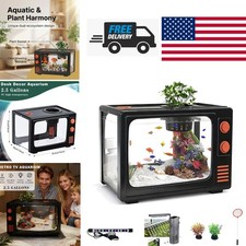 Mini Aquarium Starter Kit 2.5 Gallon with Adjustable LED Light and Planter