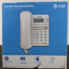 New AT T Corded Phone with Speakerphone and Caller ID/Call Waiting CL2909 White