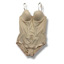 Maidenform Bodysuit Shapewear Women 36C Beige Underwire Firm Control 1256
