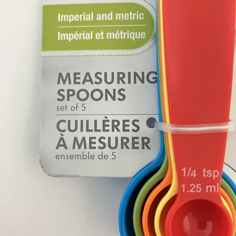 TRUDEAU MEASURING SPOONS MULTICOLOR SET OF 5 DISHWASHER SAFE  NEW - Image 4 of 4