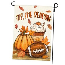 Fall Garden Flag 12x18 Inch Double Sided Outside, Tis' the 12" x 18" Orange