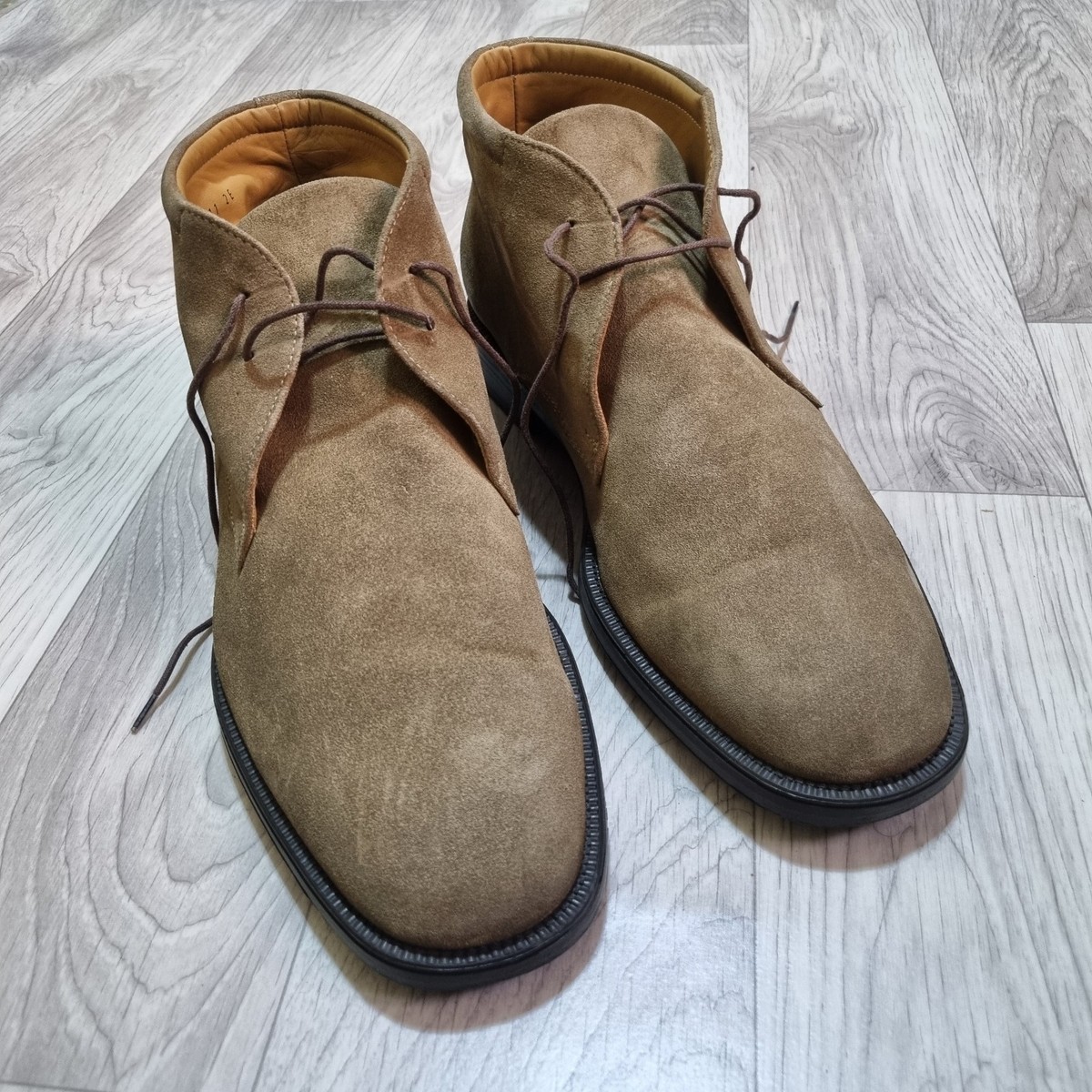 Salvatore Ferragamo Boots Men's Chukka Beige Suede Lace-Up Ankle