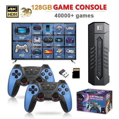 Retro Game Stick with 128GB 70000/40000/30000+ Games Wireless Control TV Handhel