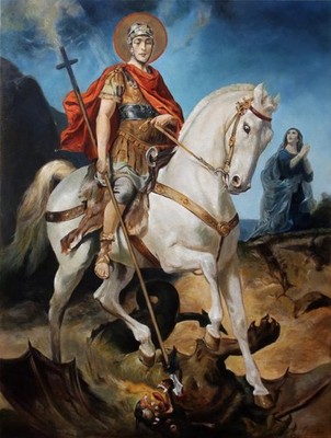 ST Saint George and the Dragon VINTAGE art poster print Home Decor