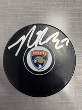 Nick Bjugstad Florida Panthers signed logo puck Coa 