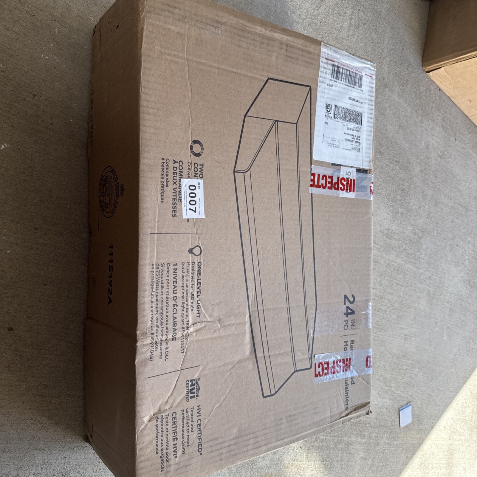 24 In Range Hood Non ducted 2 Speed Rocker Light