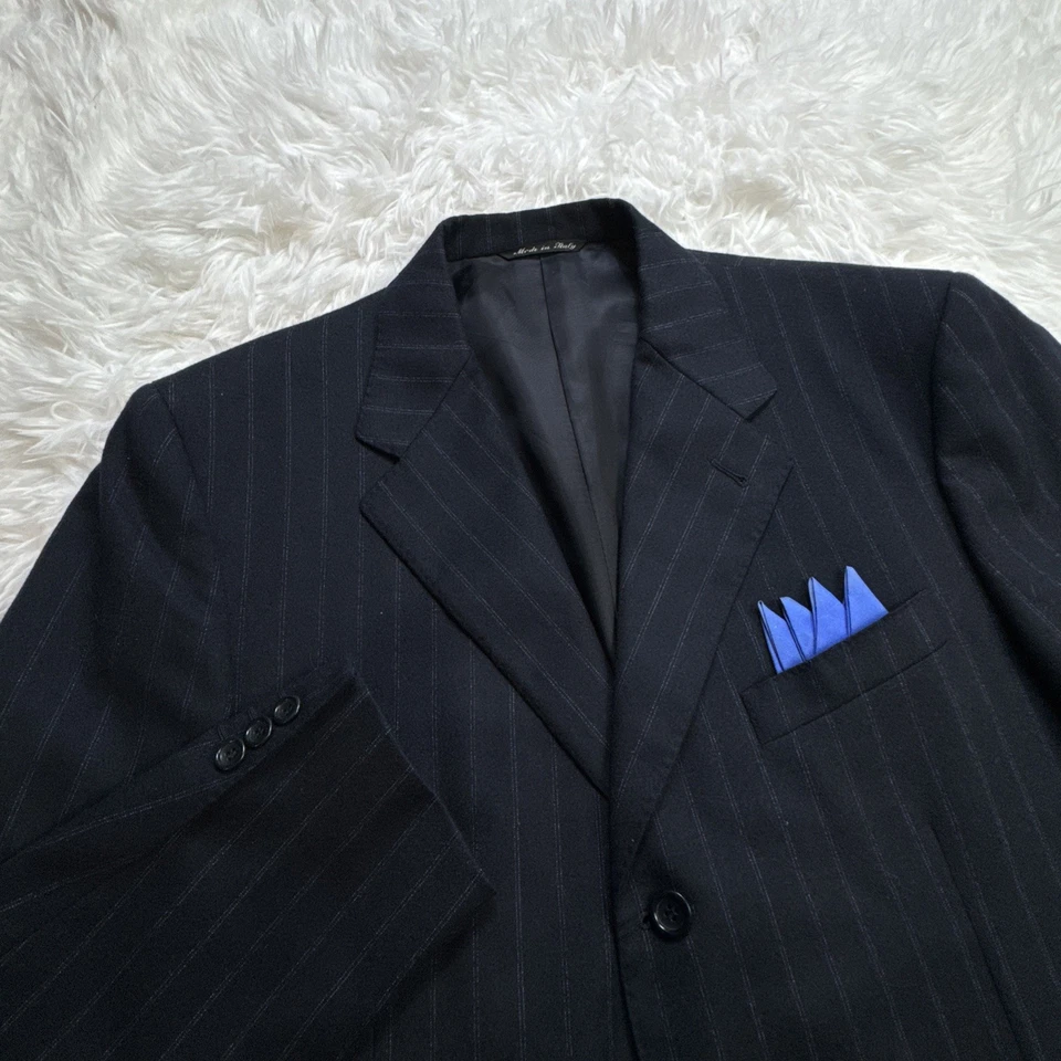 CANALI 2 Piece Suit Men’s 42 R Dark Blue Pinstripe Cashmere Blend 35x32 Italy - Image 3 of 4